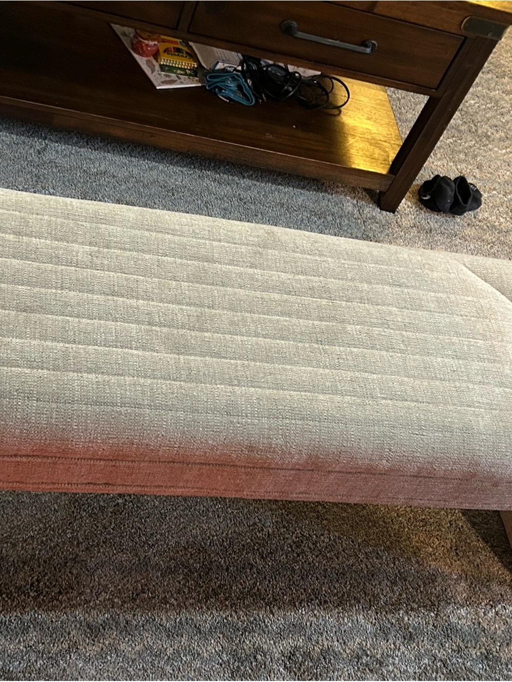 Upholstered Accent Bench in Cream and Tan bench